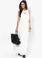 Dorothy Perkins White Colored Embroidered Maxi Dress