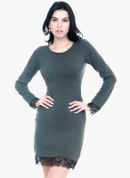 Faballey Grey Colored Solid Bodycon Dress