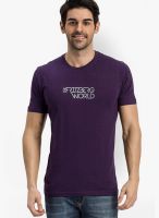 Fritzberg Purple Printed Round Neck T-Shirts