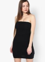 Guess Black Colored Solid Bodycon Dress