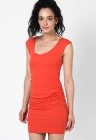 Guess Orange Colored Printed Bodycon Dress