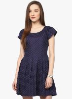 Hapuka Navy Blue Colored Printed Skater Dress