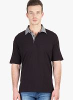 Hypernation Black Solid Polo T-Shirts