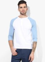Incult White Solid Henley T-Shirt