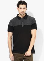 Indian Terrain Black Solid Polo T-Shirt