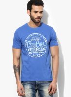 Izod Blue Solid Round Neck T-Shirts