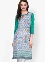 Jaipur Kurti Green Printed Kurta