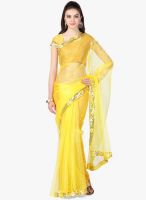 Janasya Yellow Solid Saree