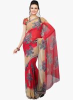 Jashn Red Printed Saree