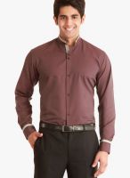 Jogur Brown Solid Slim Fit Casual Shirt