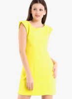 Kazo Yellow Colored Solid Shift Dress