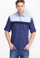 Locomotive Solid Navy Blue Casual Shirt