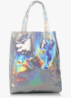 Miss Bennett London Silver Holographic Shopper Bag