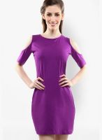 Miss Chase Purple Colored Solid Bodycon Dress
