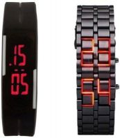 Mobspy Black LED Rubber & Matel Watch For Boys & Girls Digital Watch - For Boys