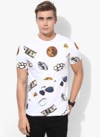 Monteil & Munero White Printed Round Neck T-Shirt