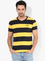 Monteil & Munero Yellow Striped V Neck T-Shirts