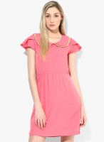 NO CODE Pink Colored Solid Shift Dress