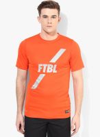 Nike Orange Printed Round Neck T-Shirts