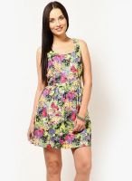 Only Yellow Colored Printed Skater Dress