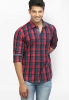 Orange Valley Checks Red Casual Shirt