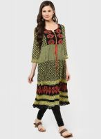 Rain & Rainbow Black Printed Anarkali