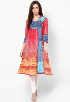 Rain & Rainbow Red Printed Kurtas