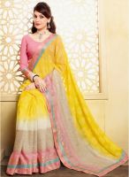 Roop Kashish Yellow Printed Saree