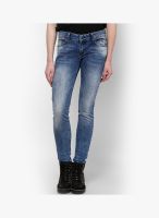 SISTER'S POINT Blue Faded Fitted Jeans