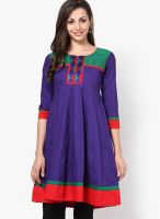 Span Blue Embroidered Kurta