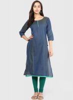 Span Blue Printed Kurtis