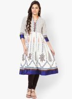 Span Cream Printed Kurta