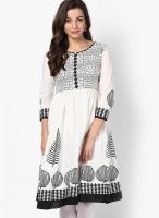 Span White Printed Kurta