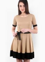 Street 9 Nude Colored Solid Skater Dress