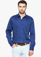 The Vanca Blue Solid Slim Fit Formal Shirt