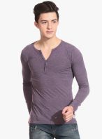 Tinted Purple Solid Henley T-Shirt