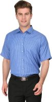 Vicbono Men's Checkered Formal Blue Shirt