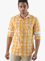 Vintage Golden Check Slim Fit Casual Shirt