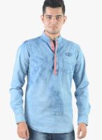 Vintage Light Blue Denim Slim Fit Casual Shirt