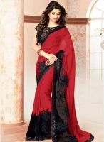 Vishal Maroon Embroidered Saree