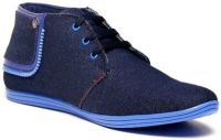 Zapatoz Denim Blue Zipper Ankle Length Sneakers(Blue) Zapatoz Denim Blue Zipper Ankle Length Sneakers(Blue)