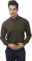 Zeal Men's Solid Formal Brown Shirt