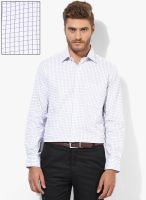 Arrow Navy Blue Checked Regular Fit Formal Shirt