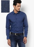 Arrow New York Navy Blue Printed Slim Fit Formal Shirt