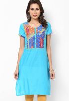 Aurelia Blue Solid Kurtis