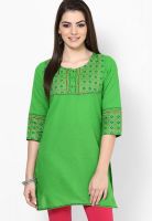 Aurelia Green Solid Kurtis