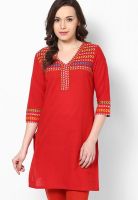 Aurelia Red Solid Kurtis