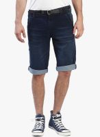 BEEVEE Navy Blue Solid Shorts