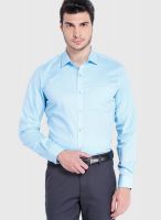 Black Coffee Aqua Blue Slim Fit Formal Shirt