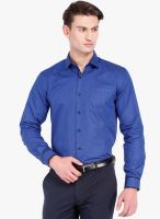 Black Coffee Blue Solid Slim Fit Formal Shirt